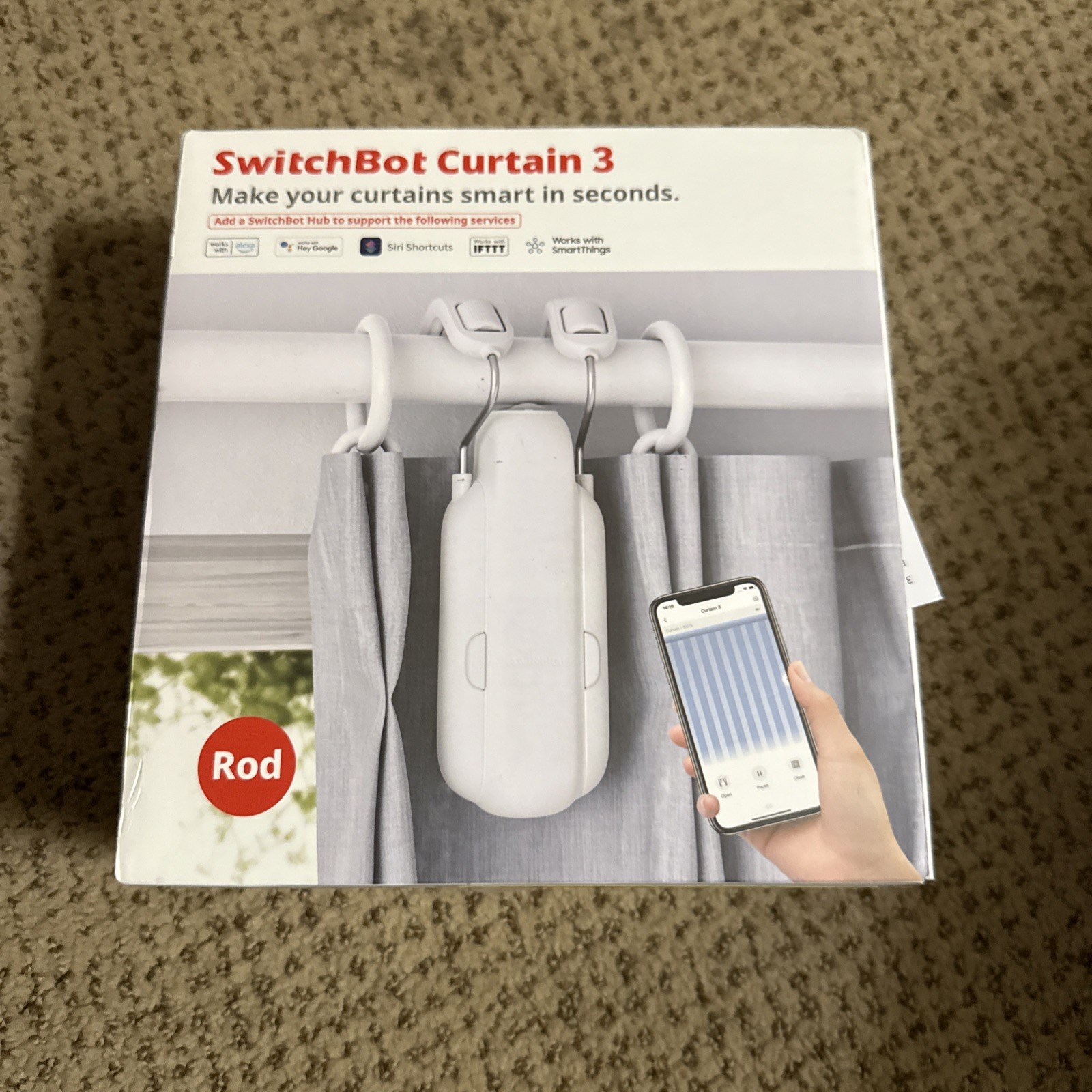 SwitchBot Curtain 3 Rod Automatic Curtain Opener Bluetooth Remote Control Smart
