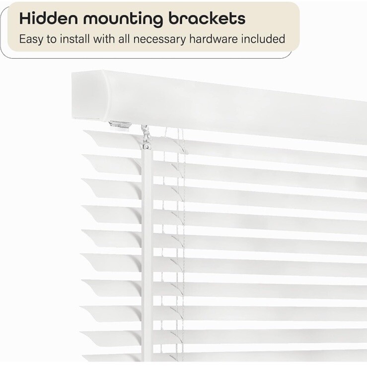 Cordless Light Filtering Mini Blind – 27 Inch Width 64 Inch Length 1″ Slat White