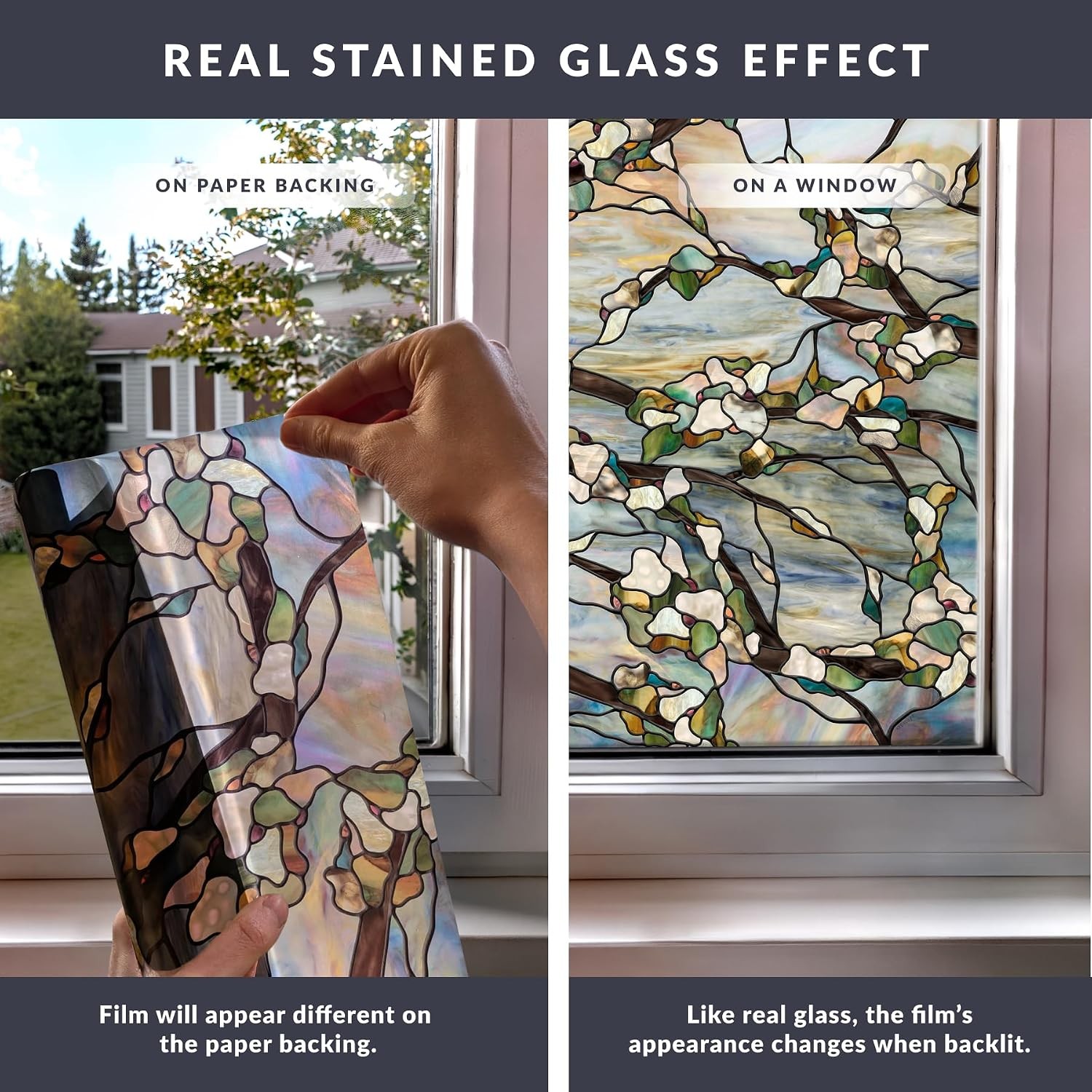 Sunset Privacy Window Film W/ Vibrant Colored Pattern Non-Adhesive & UV