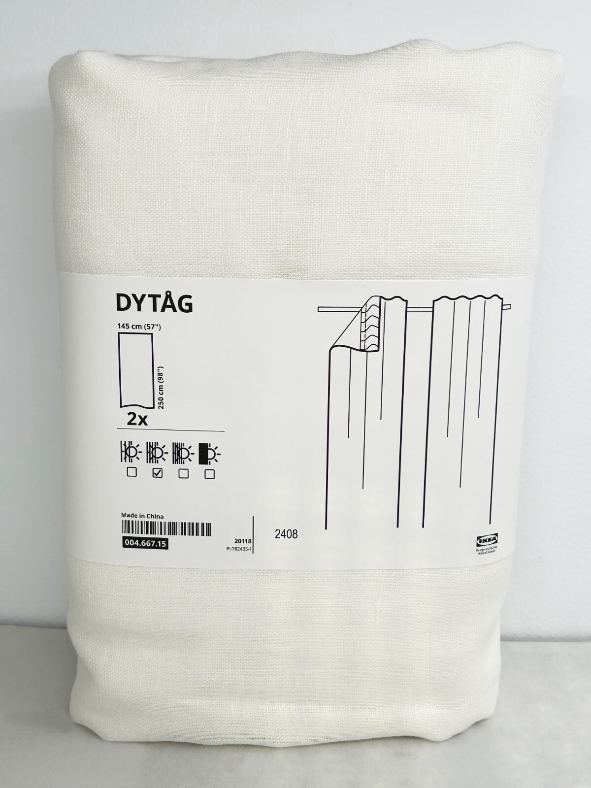 Ikea DYTAG Curtains Light Filtering 57×98 ” 1 pair, white 004.667.15 – NEW