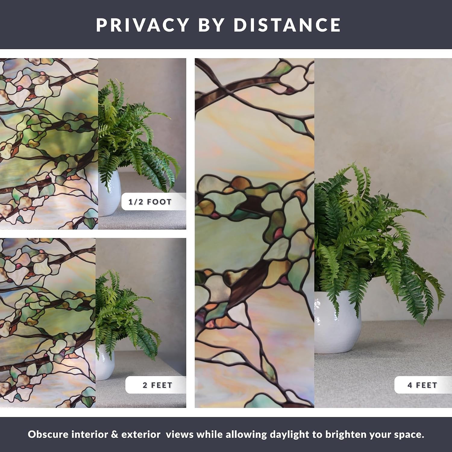 Sunset Privacy Window Film W/ Vibrant Colored Pattern Non-Adhesive & UV