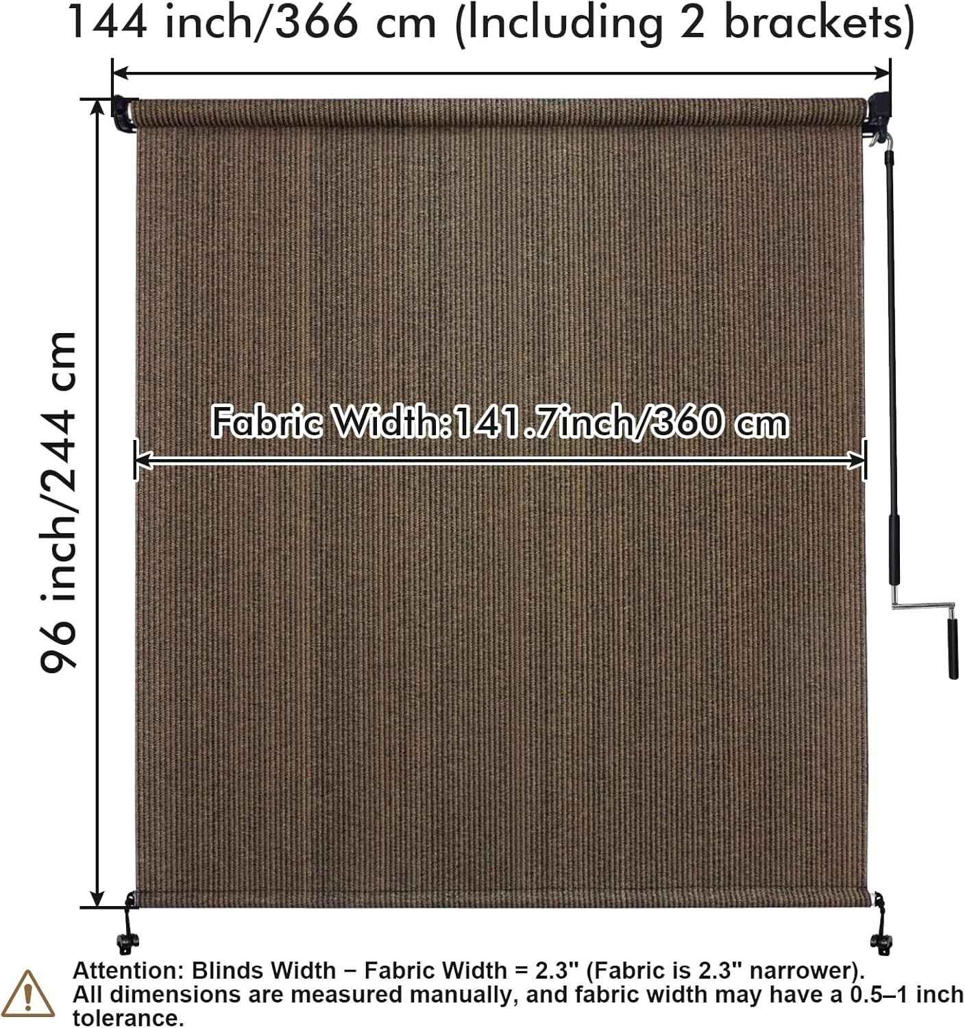 UV Protective Patio Roller Blind – 12ft x 8ft – Mocha