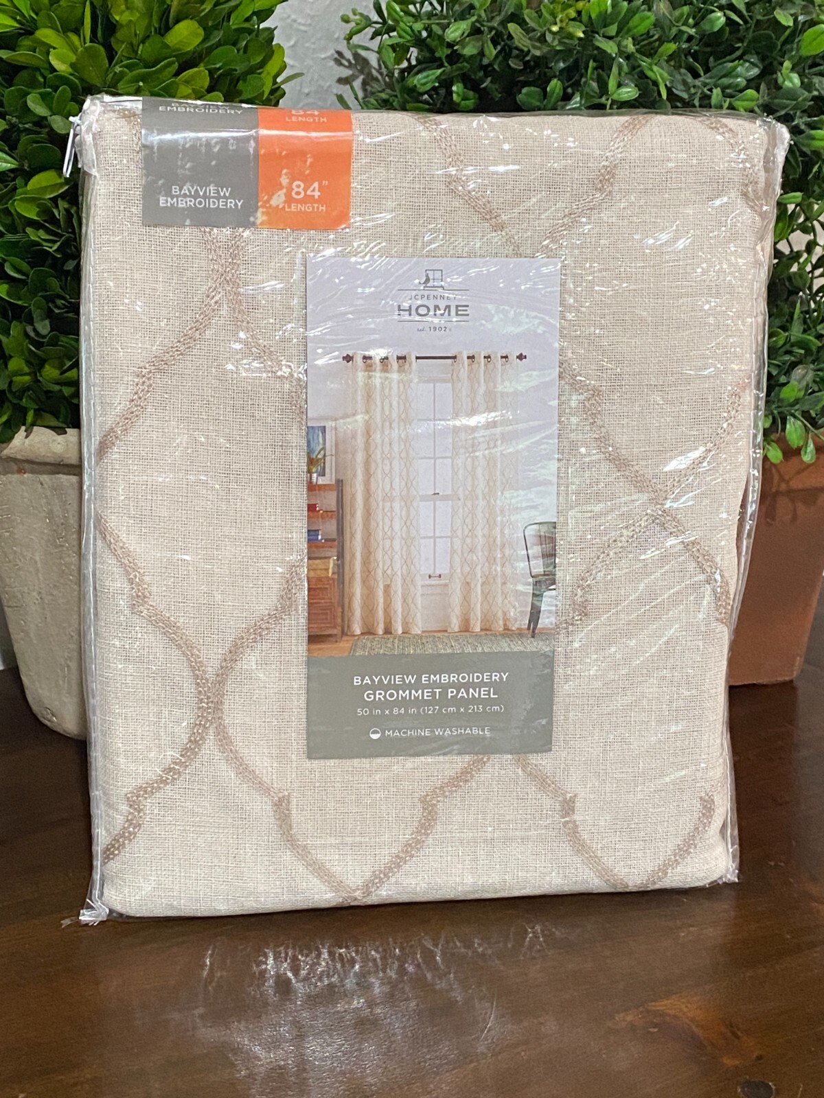 Lot of 4 – JCP Home Bayview Embroidery Grommet Panel 50X84 Ivory Linen NWT