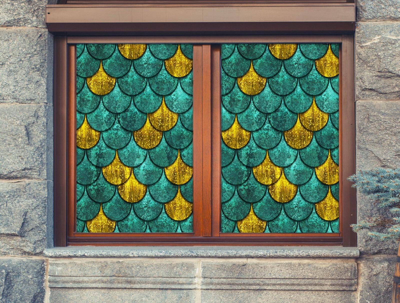 3D Scale Pattern A281 Window Film Print Sticker Cling Stained Glass UV Sinsin