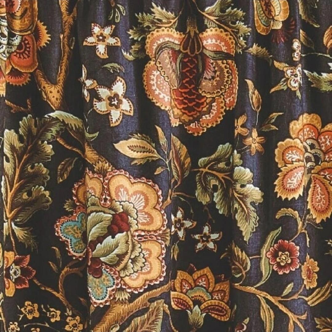 Waverly IMPERIAL DRESS Black Red ONYX Floral Modern Farmhouse NEW Curtain Panel