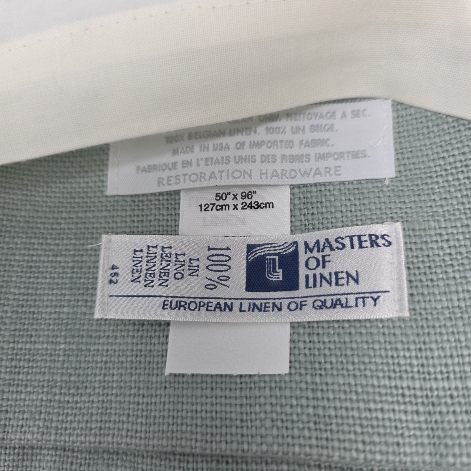 Restoration Hardware Textured Linen Drape Panel 50×96 Silver Sage New