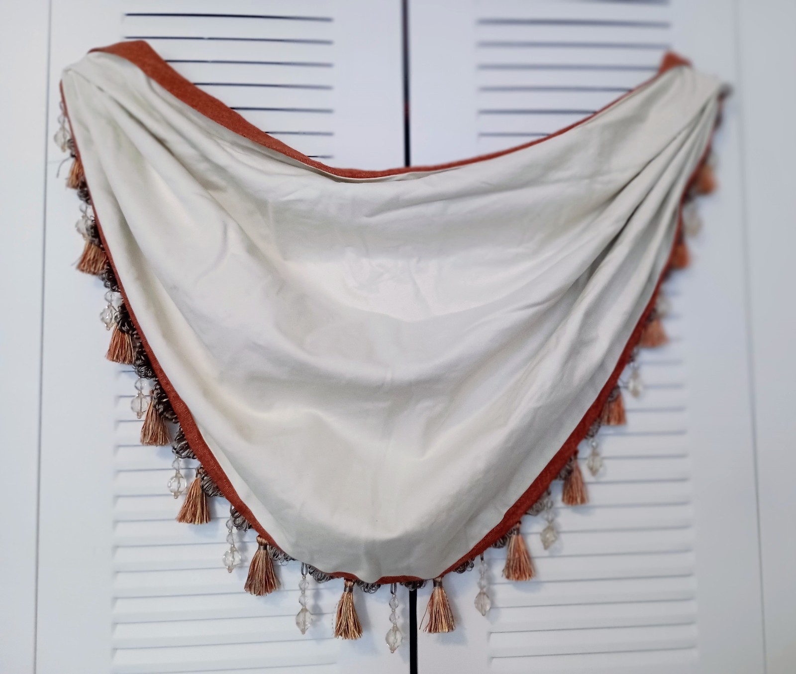 Vintage Waterfall Valance Brick Red Beaded Silk TASSEL 17Lx28W*New* Nice!👌