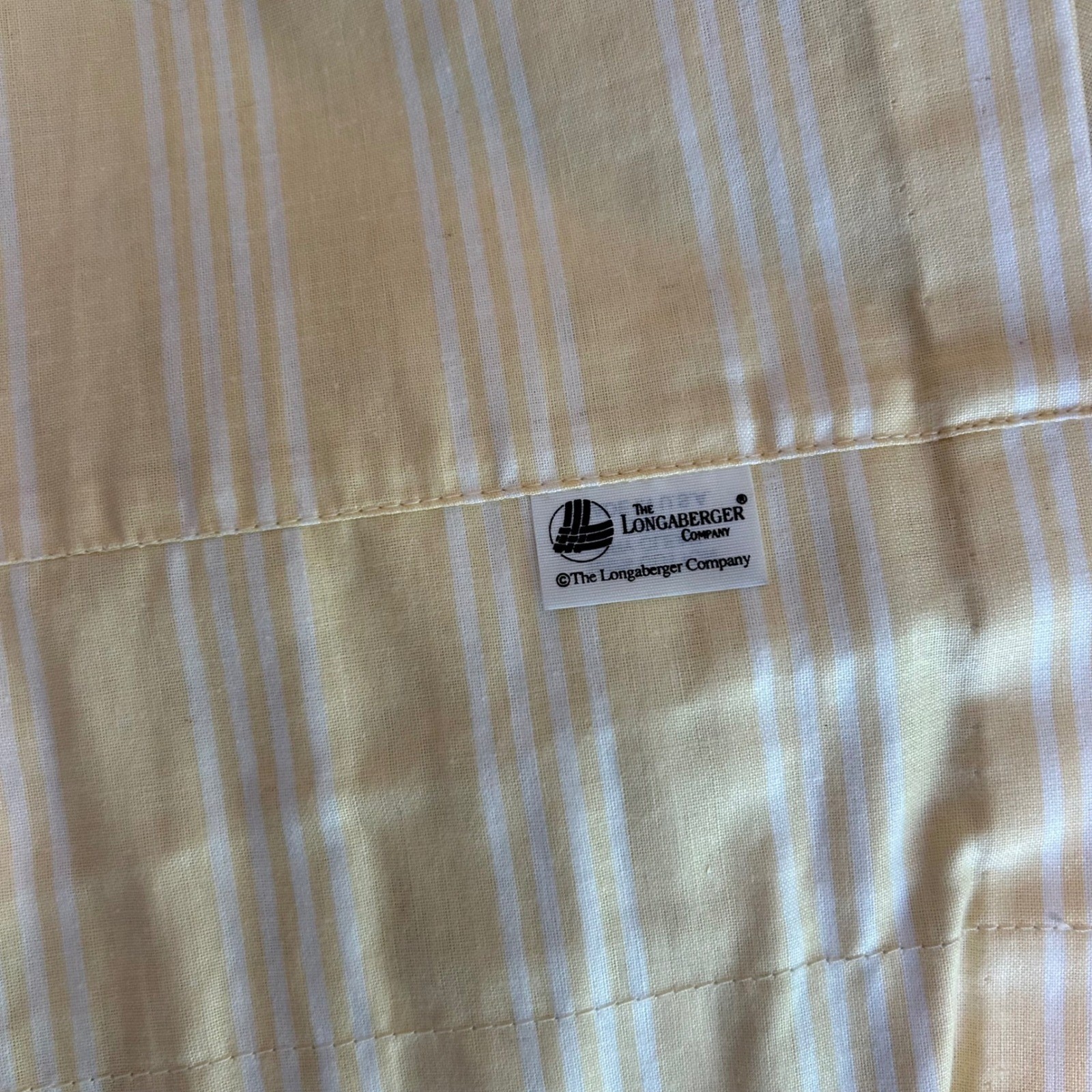 Longaberger Cafe Curtain Window Valance Yellow Blue Floral Striped Cottagecore