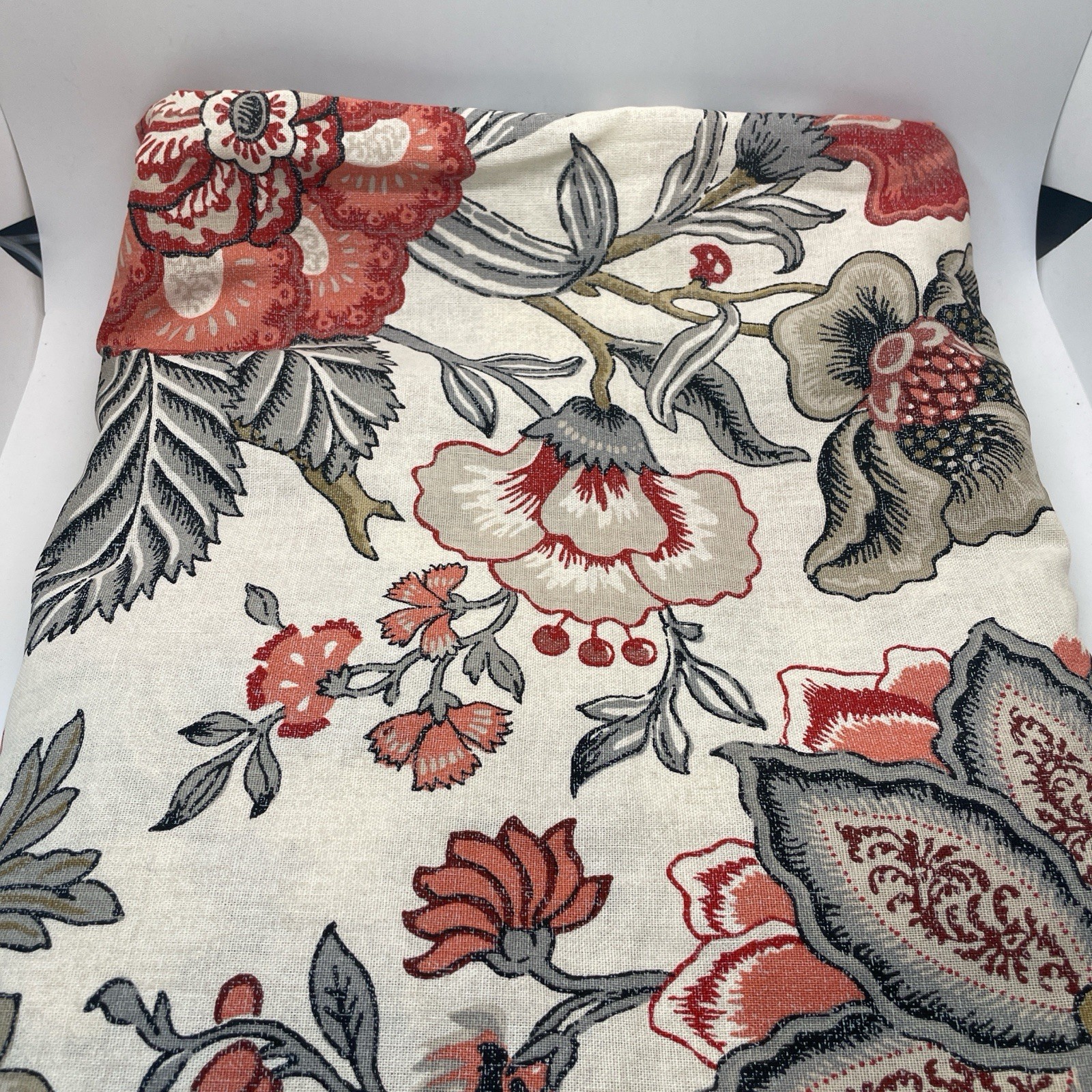 Pottery Barn Floral Linen Cotton Blend Curtain Panel 72×72 Beige Red Gray Black