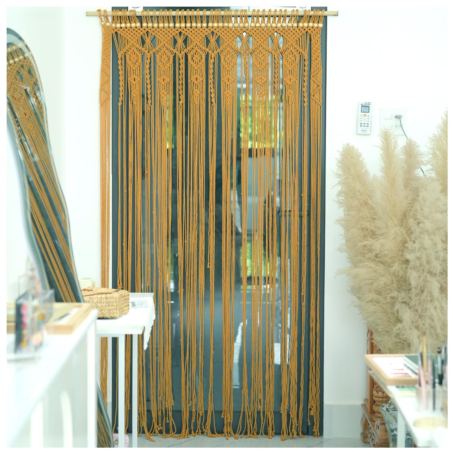 Boho Curtains For Living Room, Macrame Wall Hanging, Bead Doorway Curtain, Be…