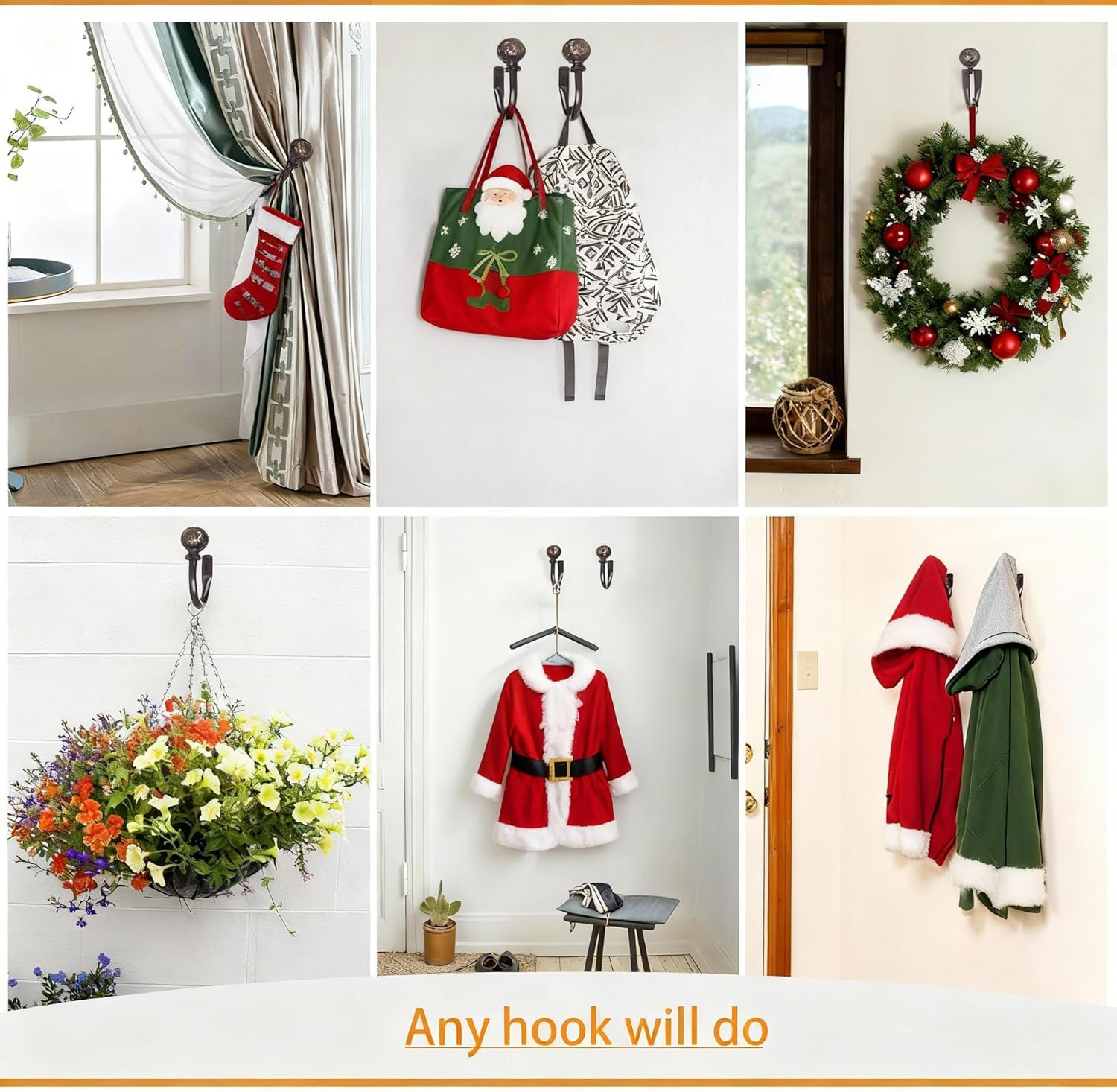 Curtain Holdbacks Set of 2, Window Treatment Holdbacks Wall Mounted Drapery Hook