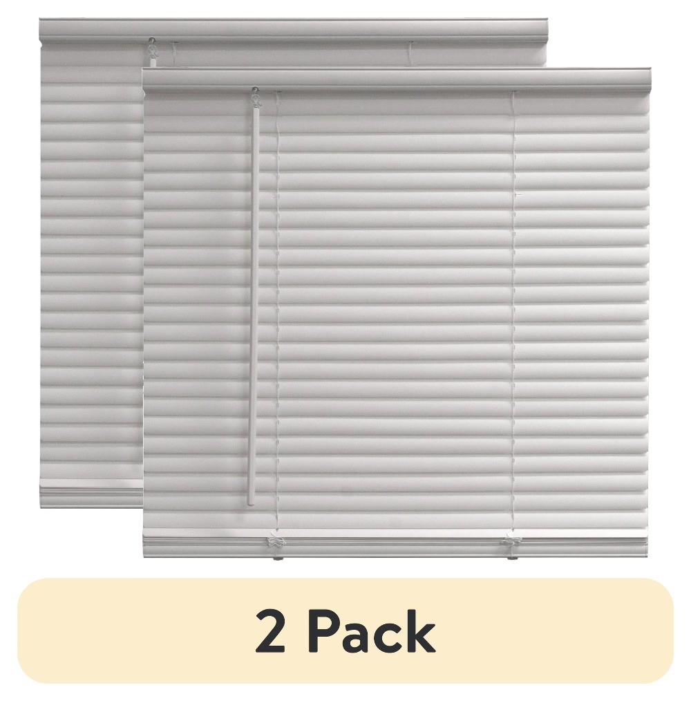 (2 pack) 1″ Cordless Vinyl Light Filtering Mini Blinds, White, 31″ W x 64″ L