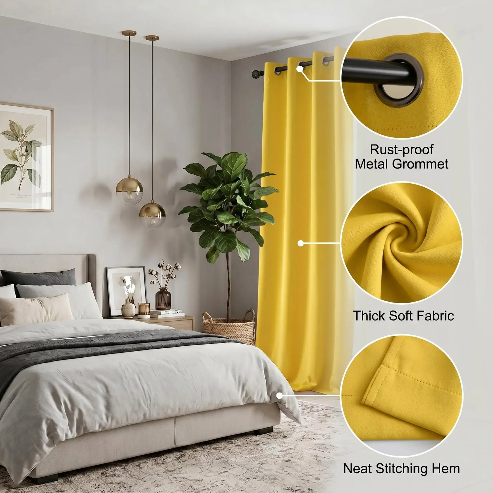 2-Panel 52″X84″ Solid Full Blackout Grommet Curtains for Ultimate Light Control