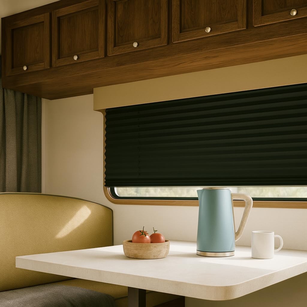 RV Blackout Shades Cordless Camper Windows Pull Down Curtains 14×24 Inch