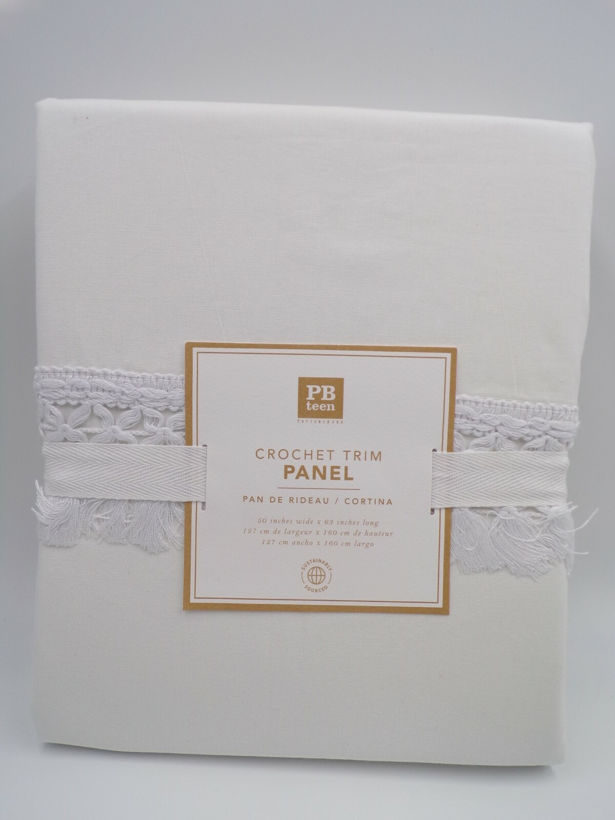 Pottery Barn Teen Crochet Trim Panel Fringe Border 84″ White #7407C