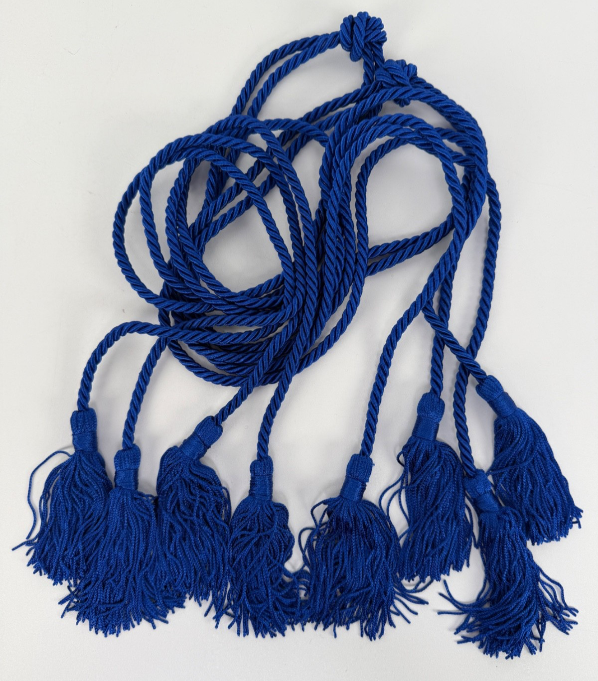 4 NOS Vtg 6 Ft Royal Blue Twisted Braided Rope Tieback W/ Tassel Boho Chic Belt