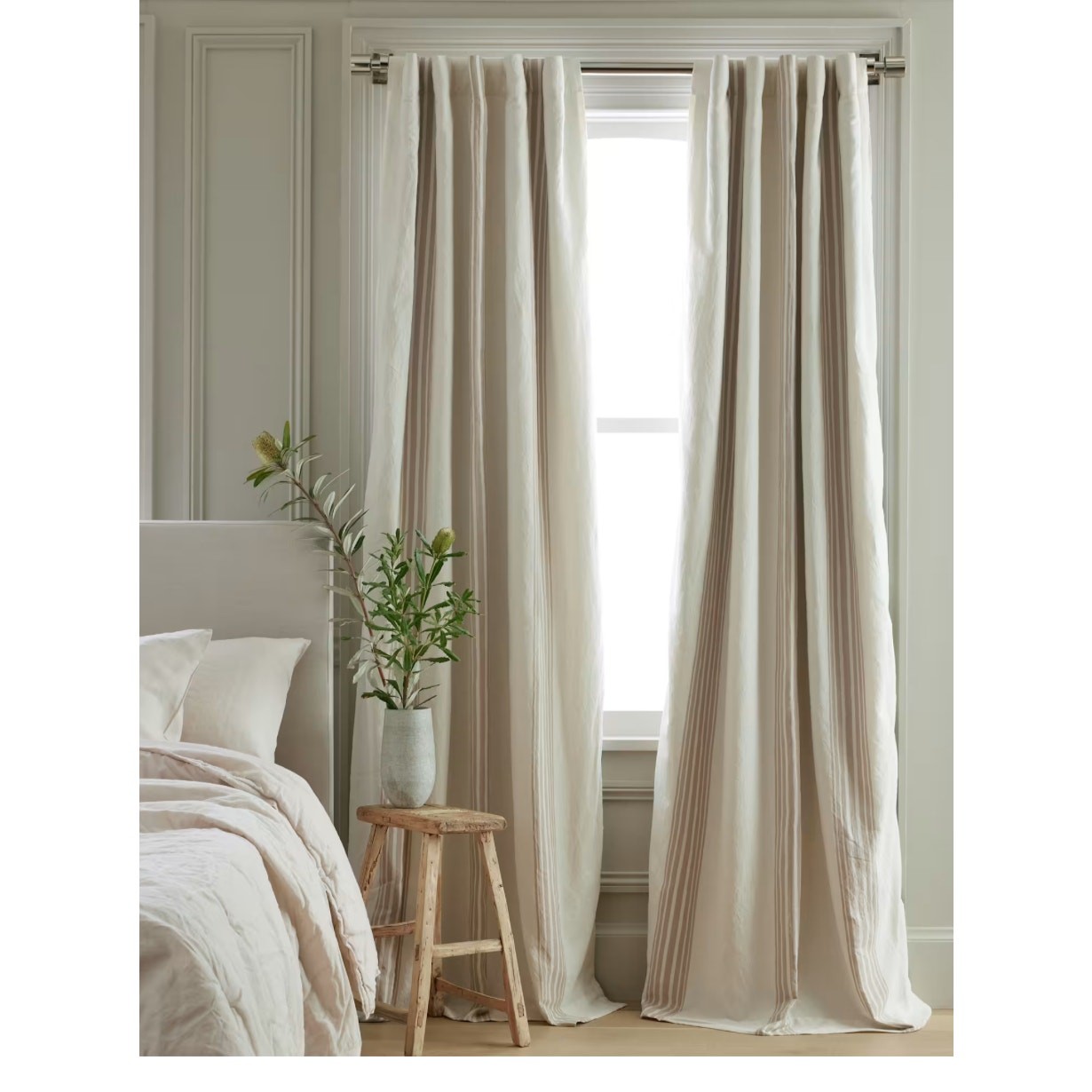 New! QuinceCoastal Stripe Linen Cotton Room Darkening Curtain Panel 48×96 #5