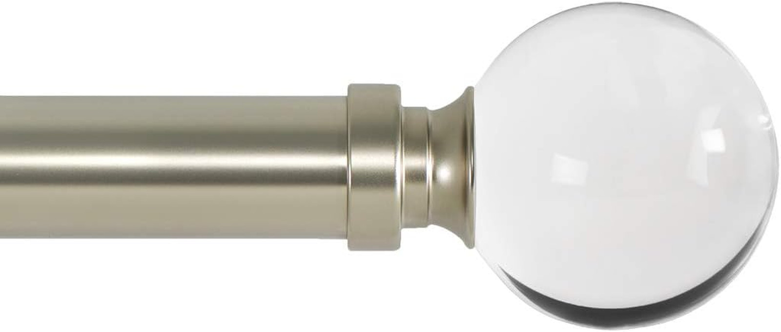 Drapery Treatment Window Curtain Rod – Acrylic Ball 1 Inch Pole. 28 to 48 Inch.