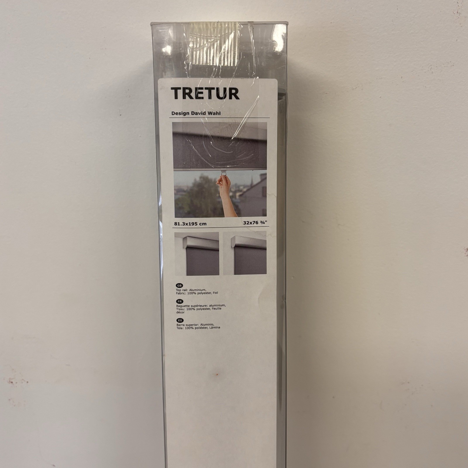 IKEA TRETUR Blackout Roller Blind Gray 32×76 ¾” in Original Package