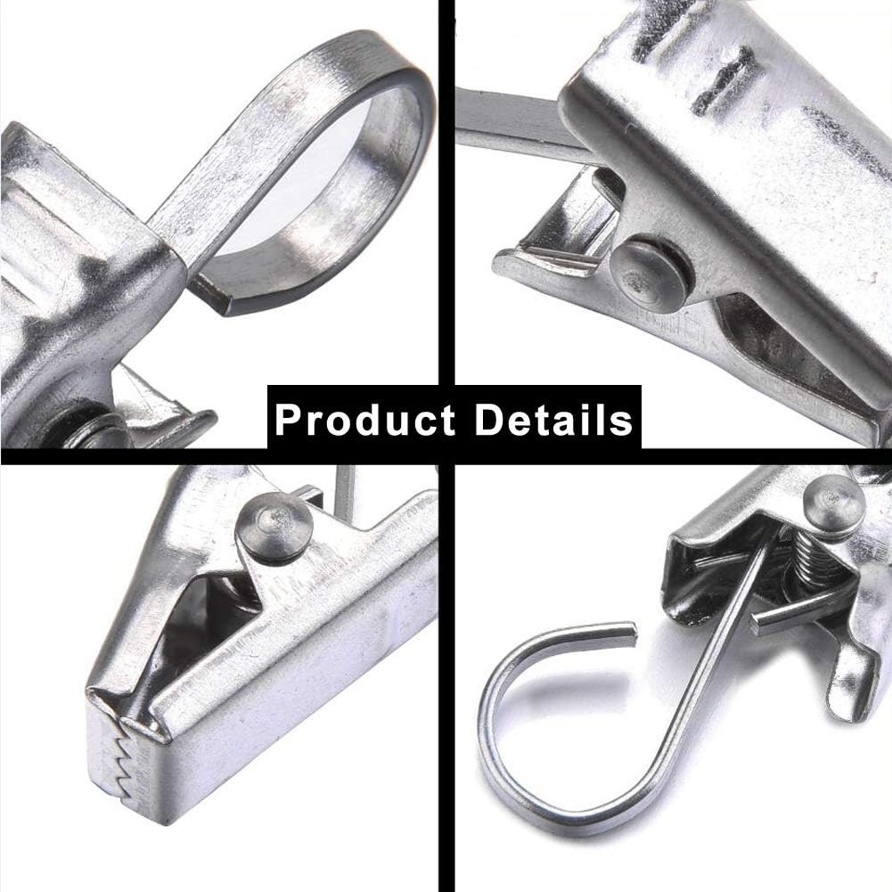 Multi-Purpose Heavy Duty Curtain Clips – 100 Pack Stainless Steel Hanging Hooks