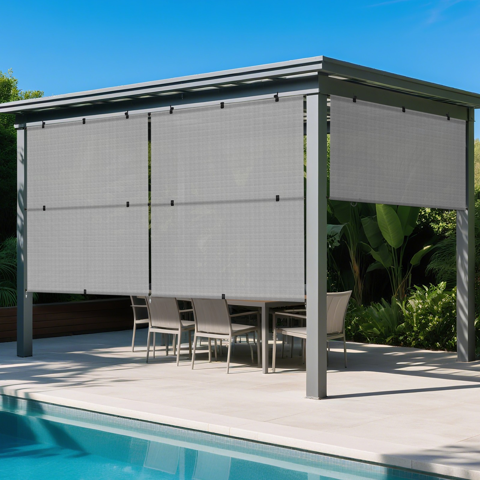 Foldable Sun Shade Curtain Roll up Shade Roller Shade Patio Porch Gazebo Pergola