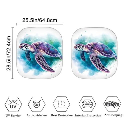 Windshield Sunshade 2 Piece Front Protector Folding Car Sun Visor Sea Turtle