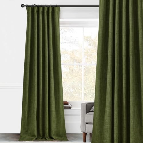 Moss Green Linen Curtains – 50″W x 108″L (Pack of 1) Two Layer – Moss Green