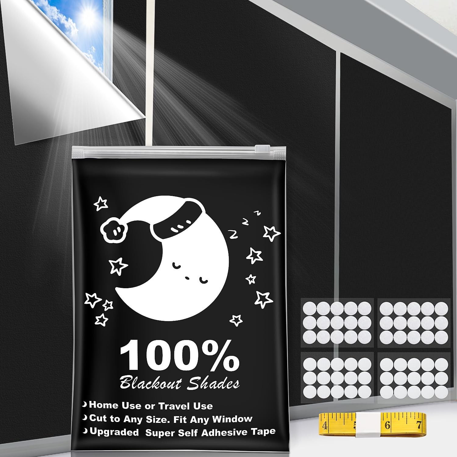 Portable Blackout Curtains, 118″ x 57″, 100% Blackout, Waterproof, Reusable,
