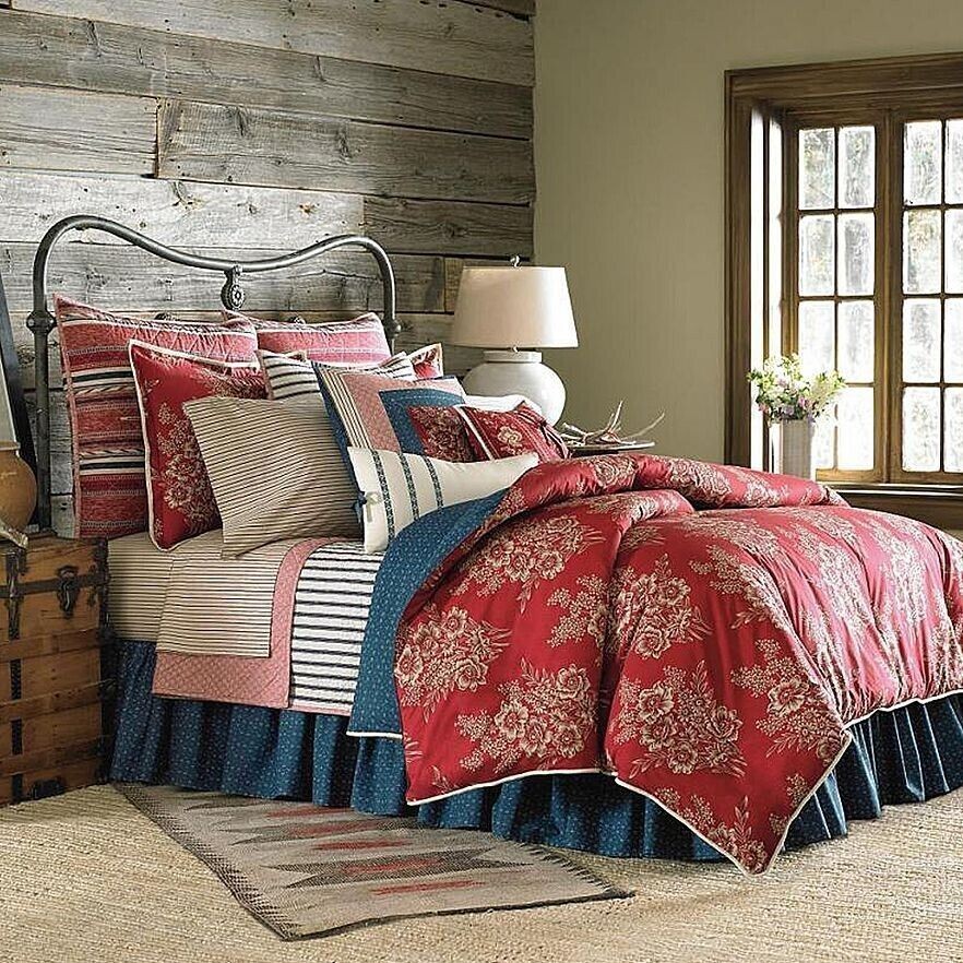 Chaps Telluride Floral Red 2pc 80 x 17 Window Valances