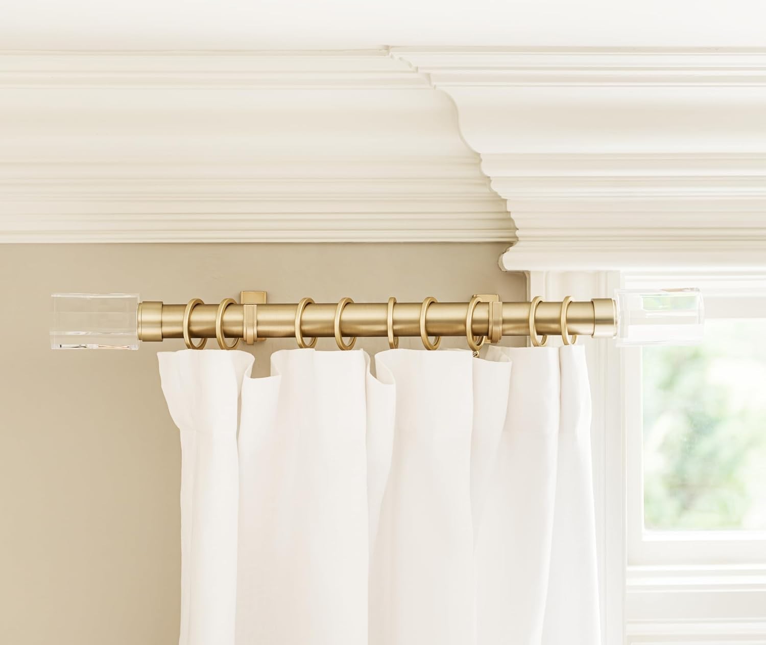Brushed Gold Curtain Rings Premium Metal Quiet Smooth 1 1/2″I/D 18 Rings