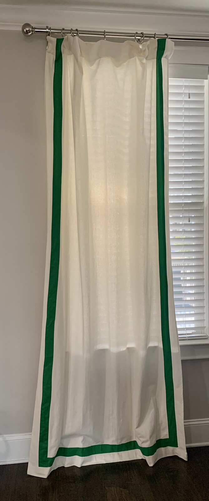 custom Ivory & Green border curtains 100 x 50 set of 2