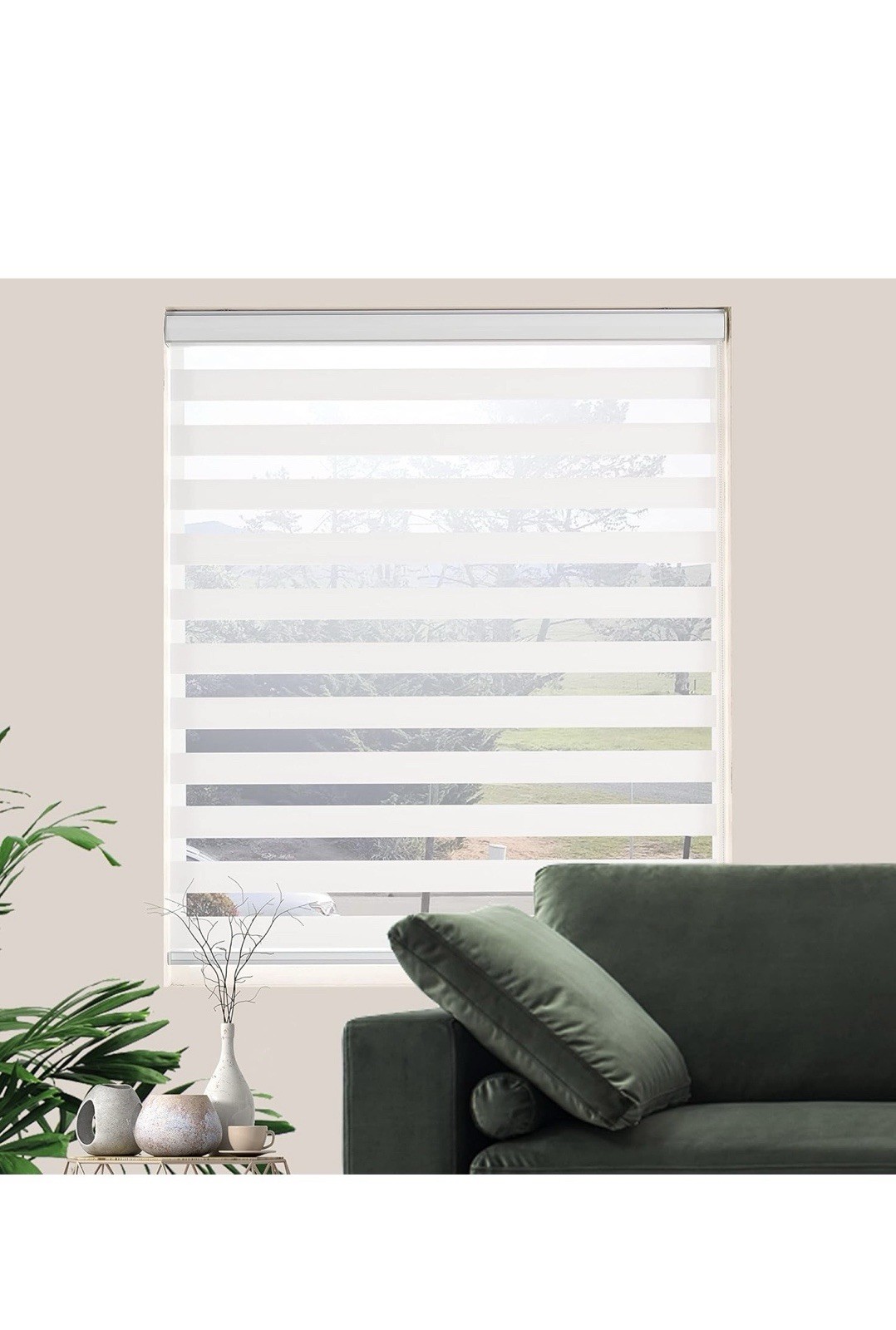 JIANGPIN TEXTILE Zebra Roller Shade 34×72 White Sheer Light Filtering