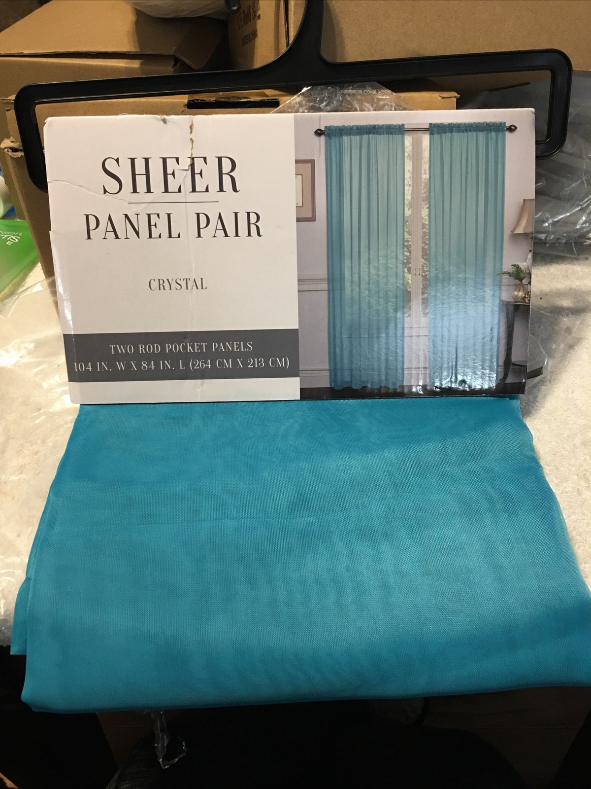 Crystal 2-Pack Sheer Rod Pocket Window Panel, Turquoise, 104×52 Inches Total