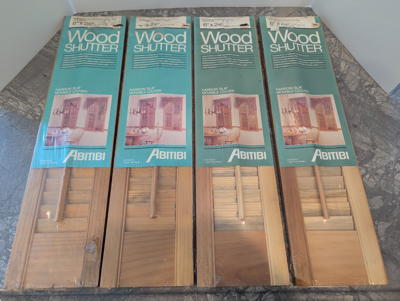 Vintage 1989 ABITIBI Wood Shutter Panels 6″ x 24″- Lot Of 4- Brand New