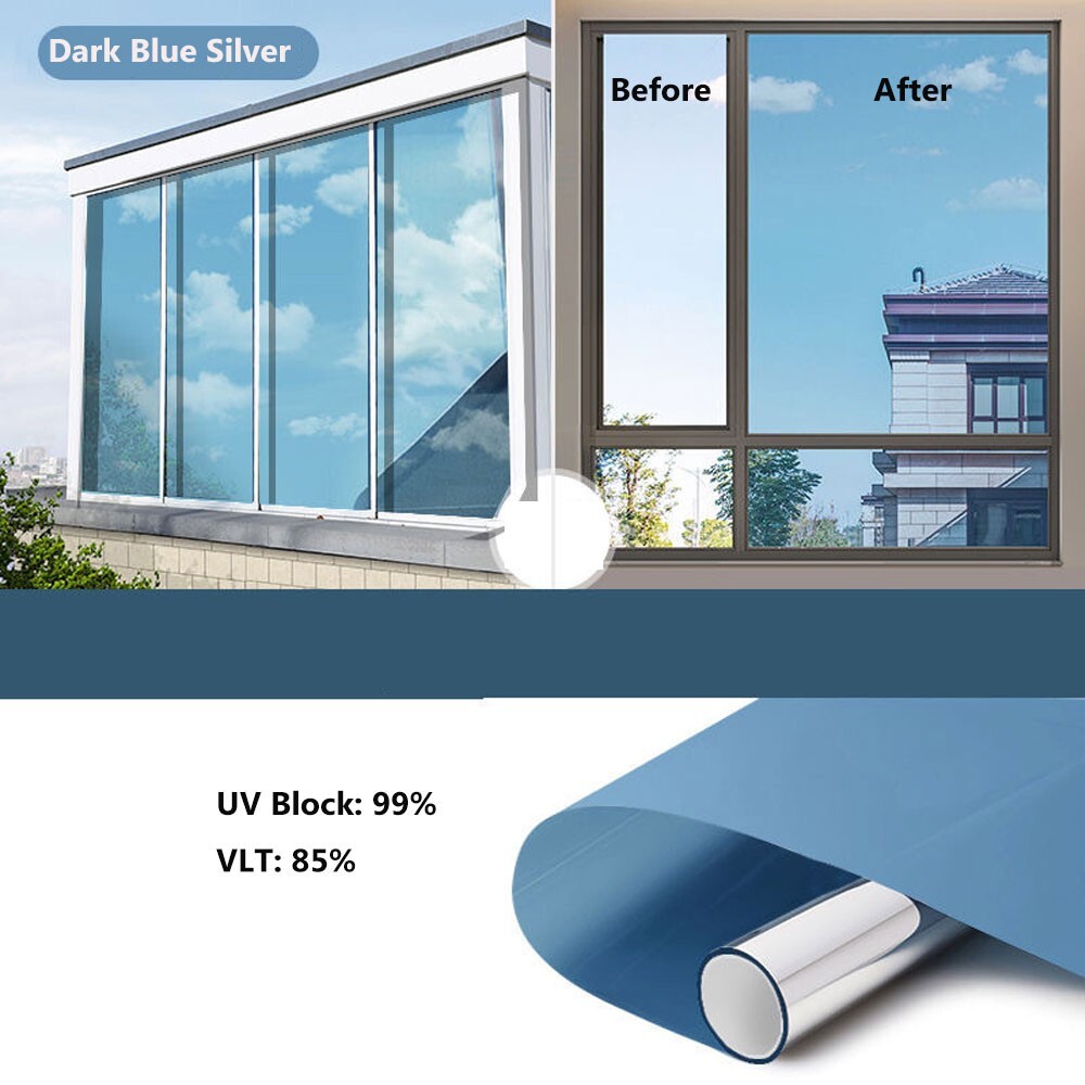 5m One Way Self Adhesive Privacy Window Film Mirror Tint UV Reflective Sun Block