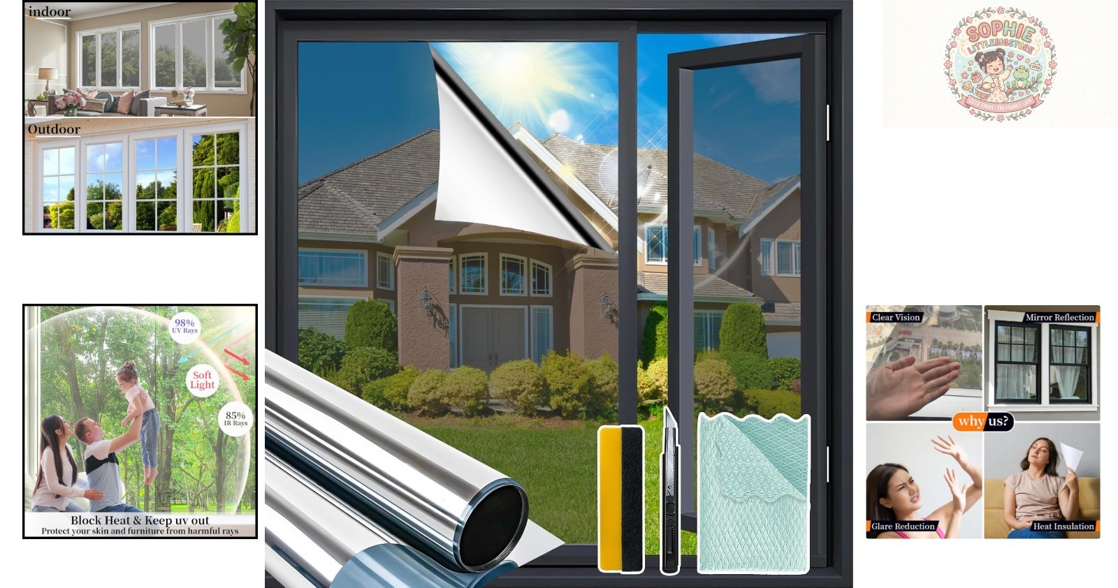 17.5×78.7 inch Anti-UV Window Privacy Film – Easy-Peel Installation Kit Included