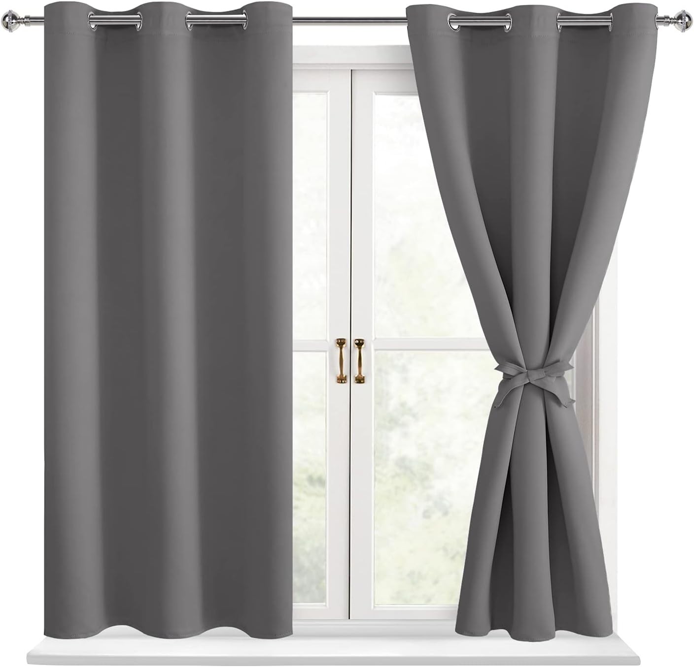 Home Goods Contemporary Living 2 Pack Geometric Blackout Grey 38 in. W x 60 in.