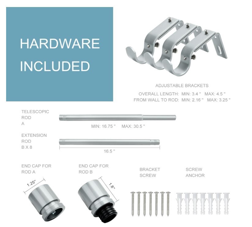 Curtain Rods For Windows 16 To 144 Inches Adjustable Length 1 Inch Diameter Wind