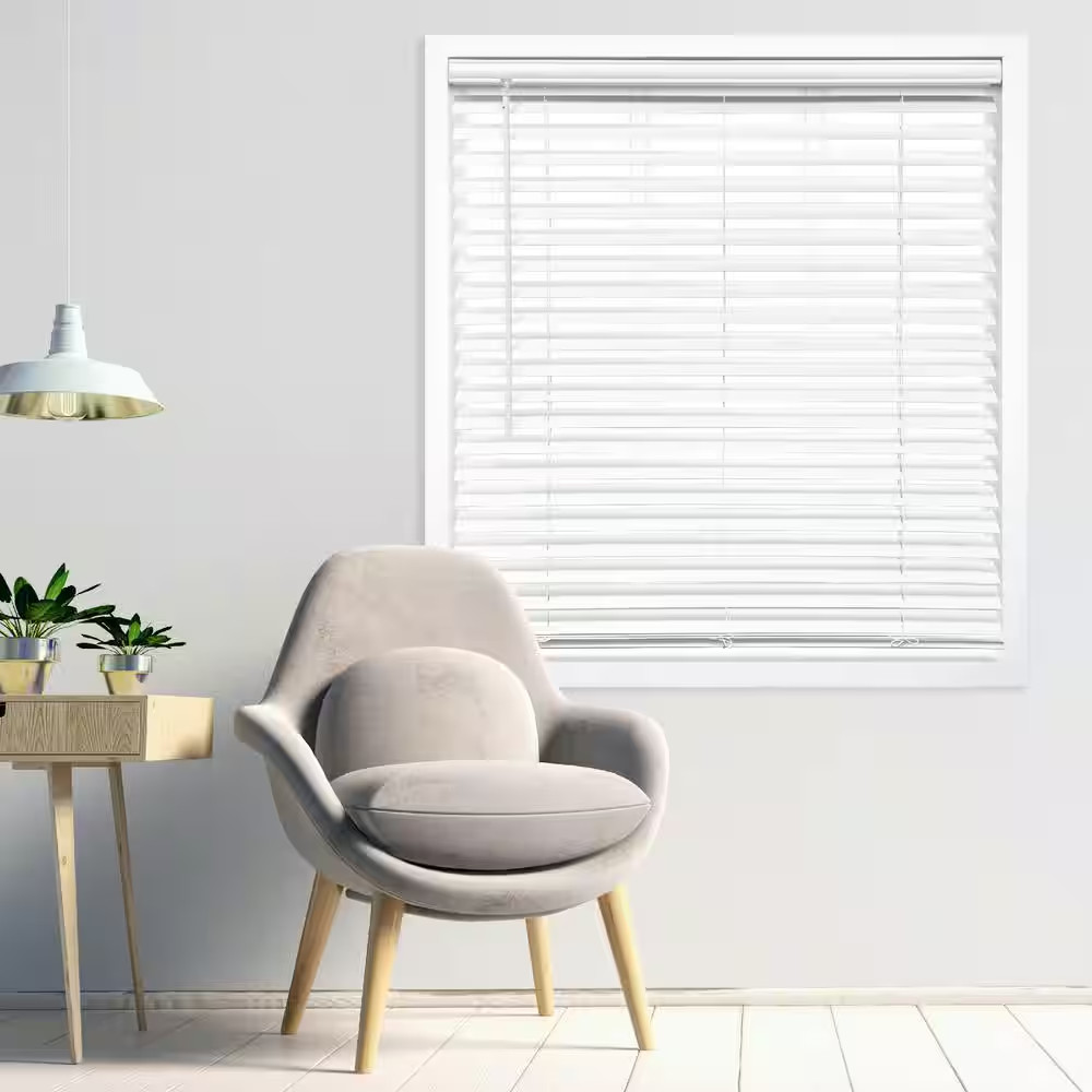 White Cordless Room Darkening Vinyl Blinds with 2 In. Slats – 70 In. W X 64 In.
