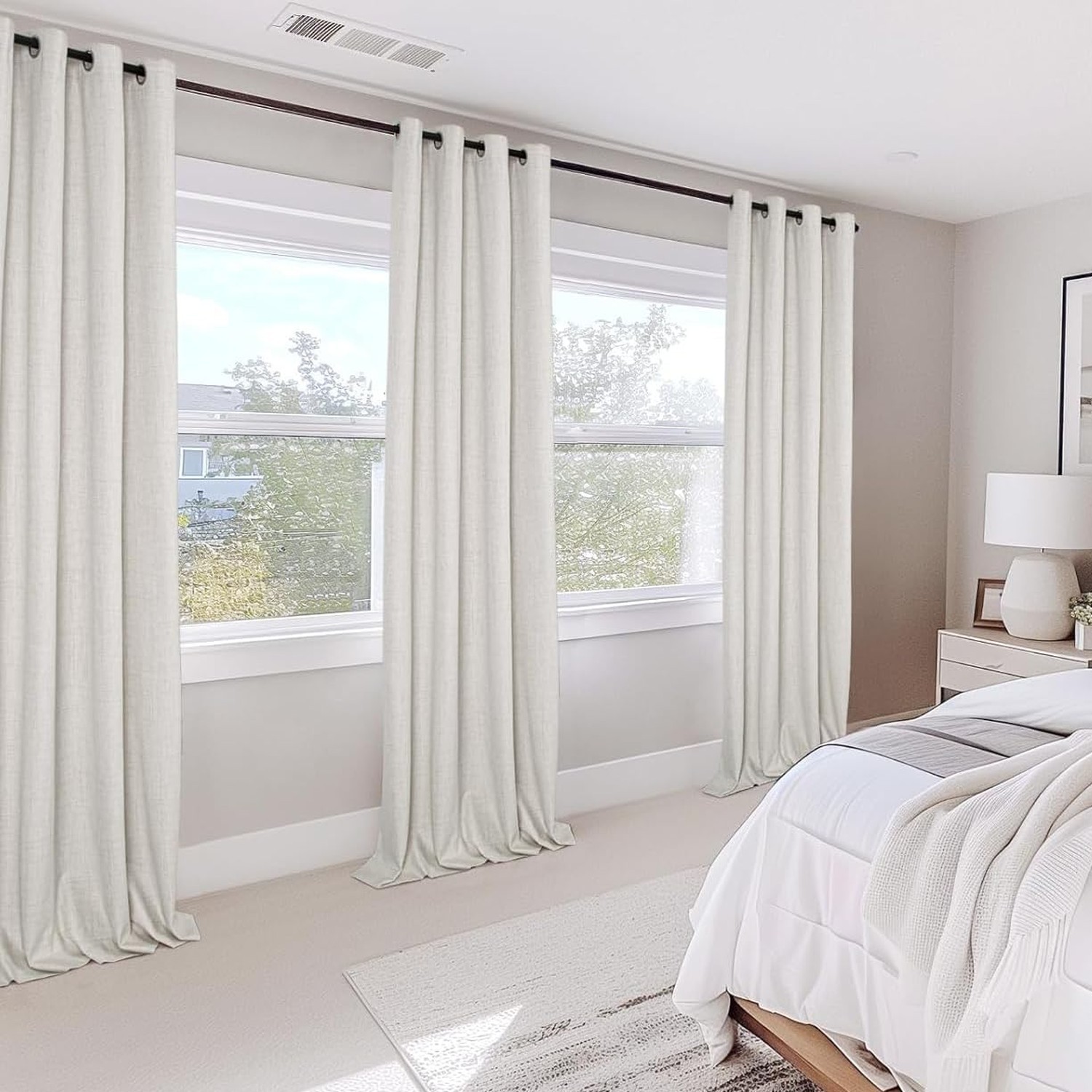 100% Blackout Shield Total Blackout Curtains Faux Linen Textured Siding Door …
