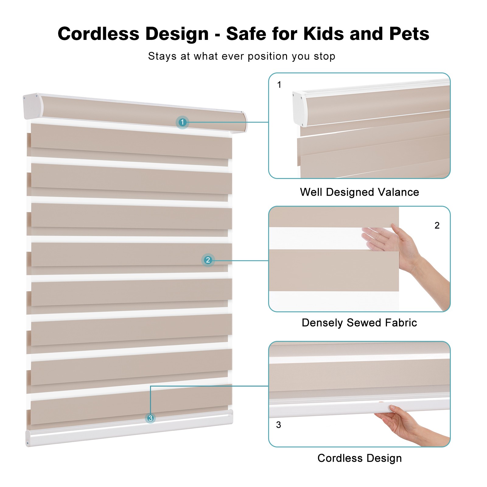 Horizontal Window Shade Blind Dual Zebra Roller Blinds Curtains,Easy to Install