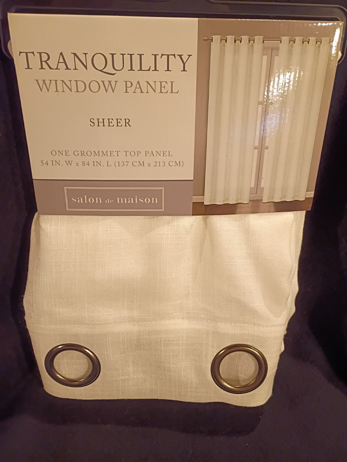 🧷 Tranquility White Linen like Sheer Grommet (2) Window Panel, 54×84 Inches🆕