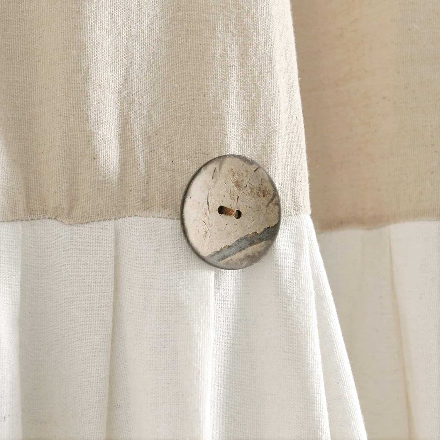 Linen Button Window Curtain Panel, 100″ W X 84″ L – Farmhouse Style