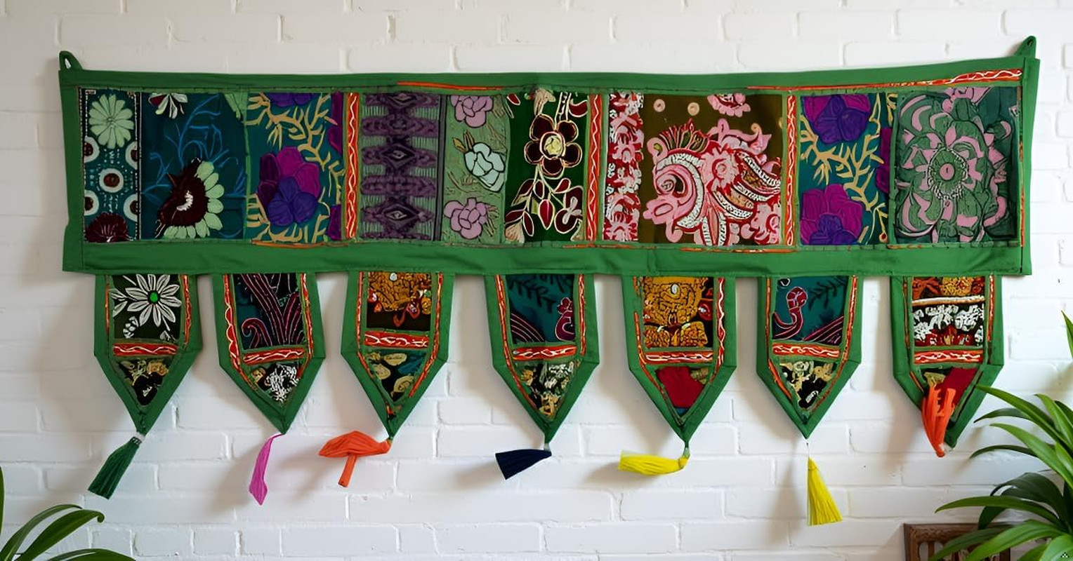 ICC Valances for Windows Toran Cotton Vintage Patchwork Door Hanging Valance Win