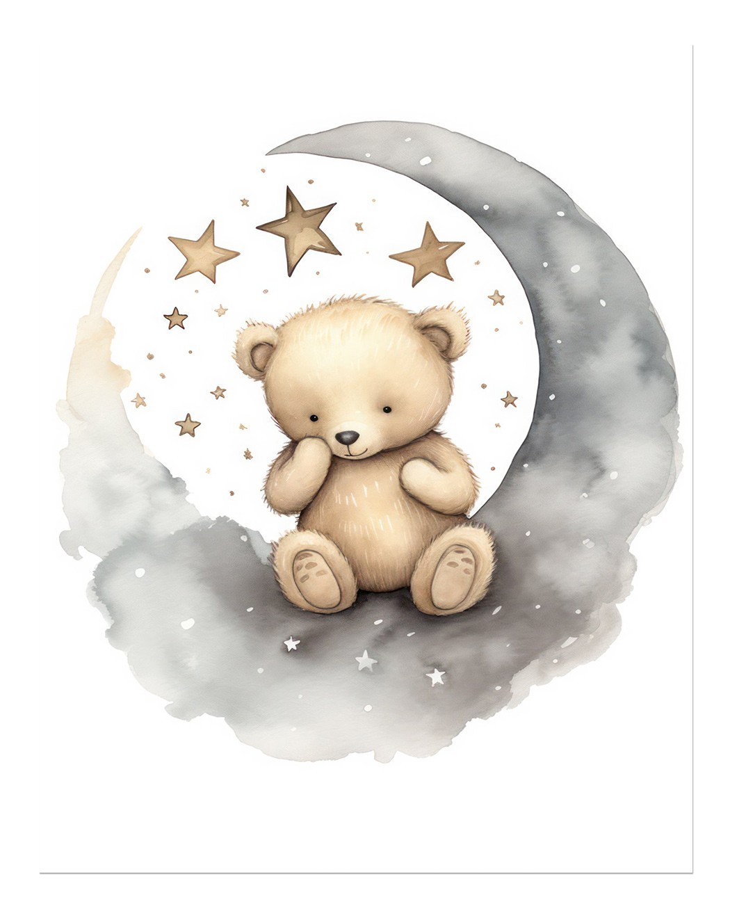 Charming Teddy Bear Moon Poster Wall Art for Nursery Decor Home Decor