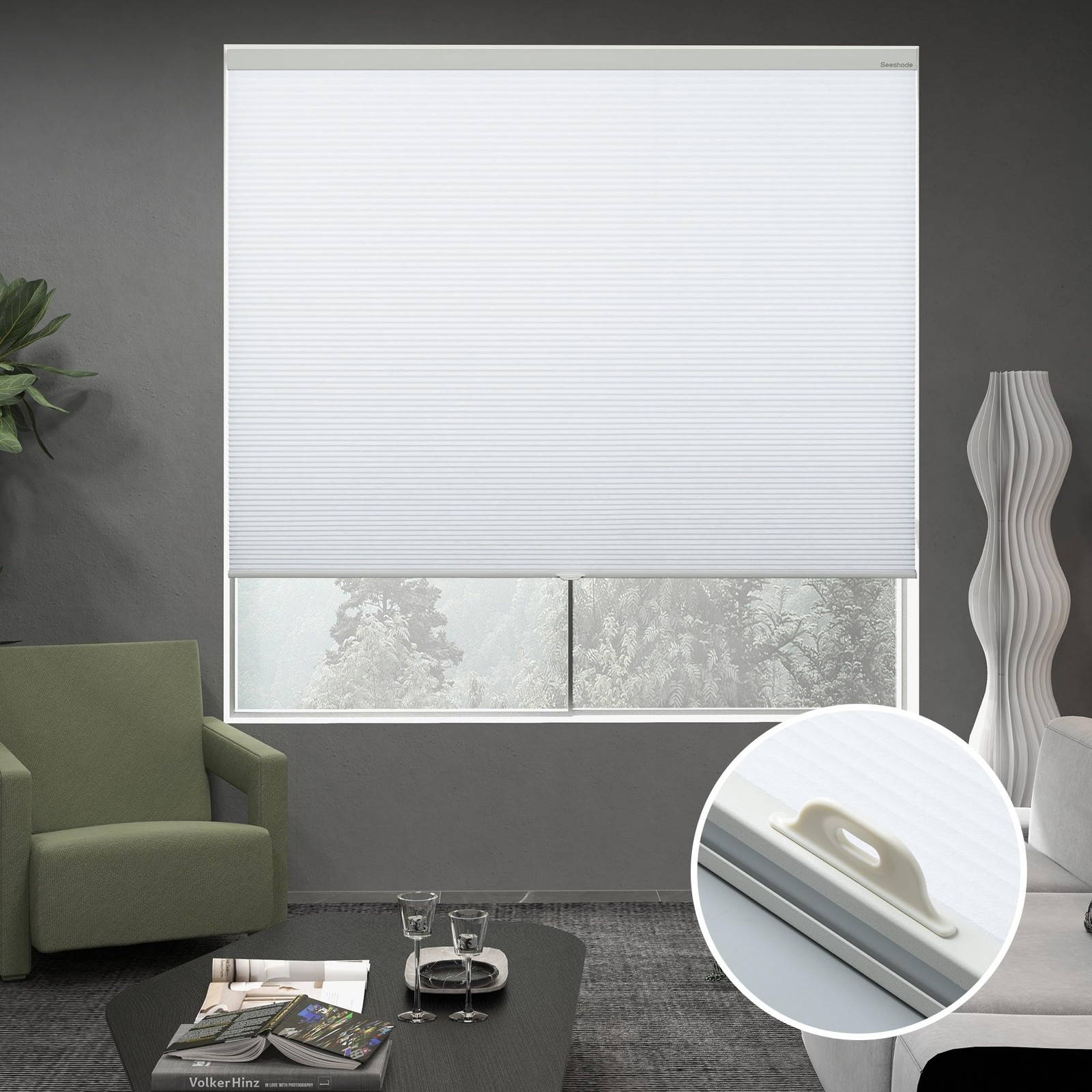 Cellular Shades Cordless Top Down Bottom Up Honeycomb Blinds, Blackout Window