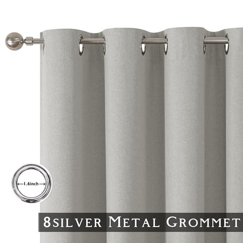 100% Blackout Solid Curtains 96 Inches Long 52″W x 96″L (Pack of 2) Light Grey