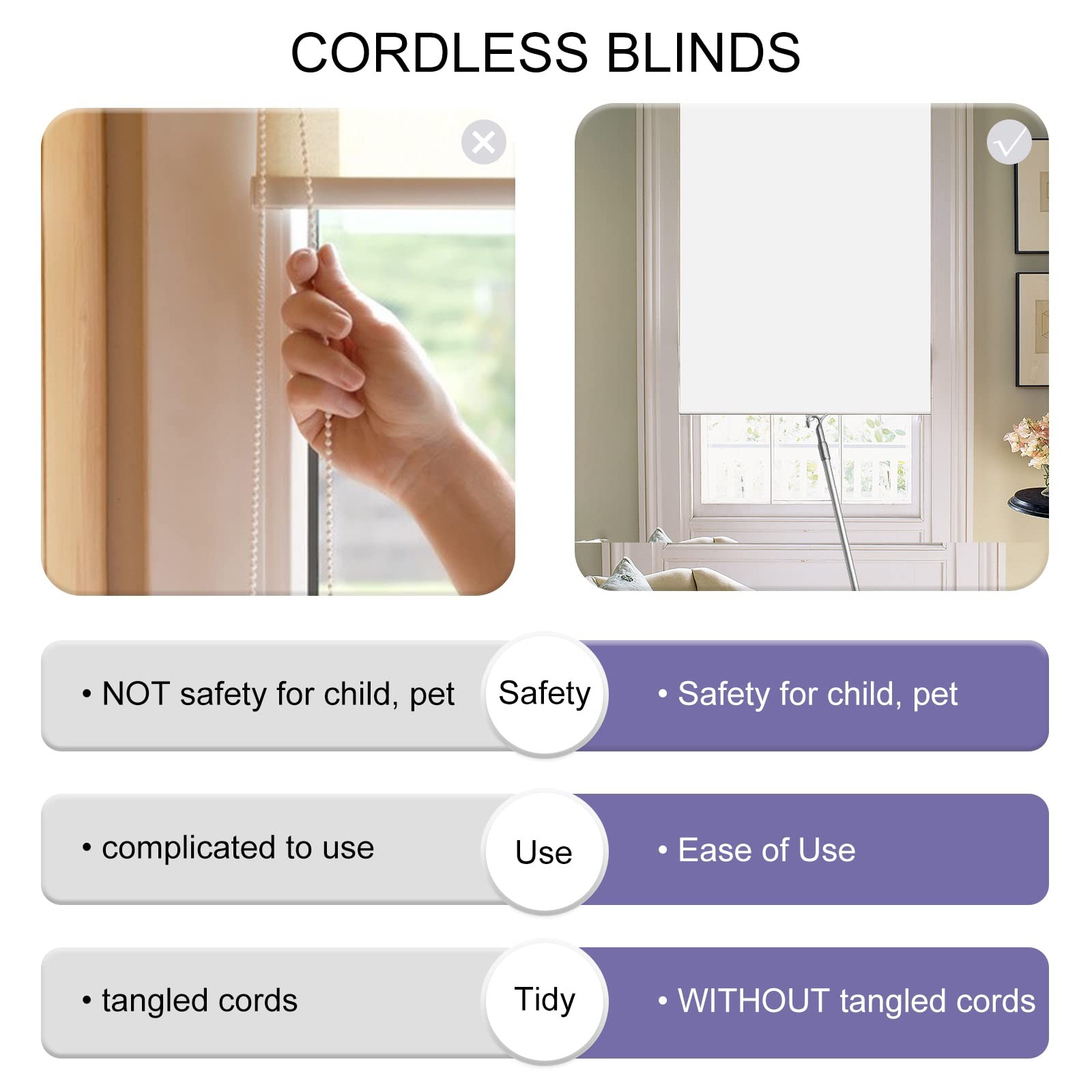Joydeco Cordless Roller Shades Blackout Blinds For Windows Room Darkening