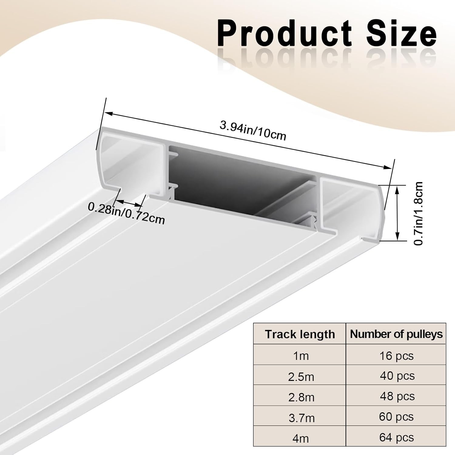 98.4in Double Row Curtain Tracks Heavy Duty Drop Curtain Rails Aluminum Alloy