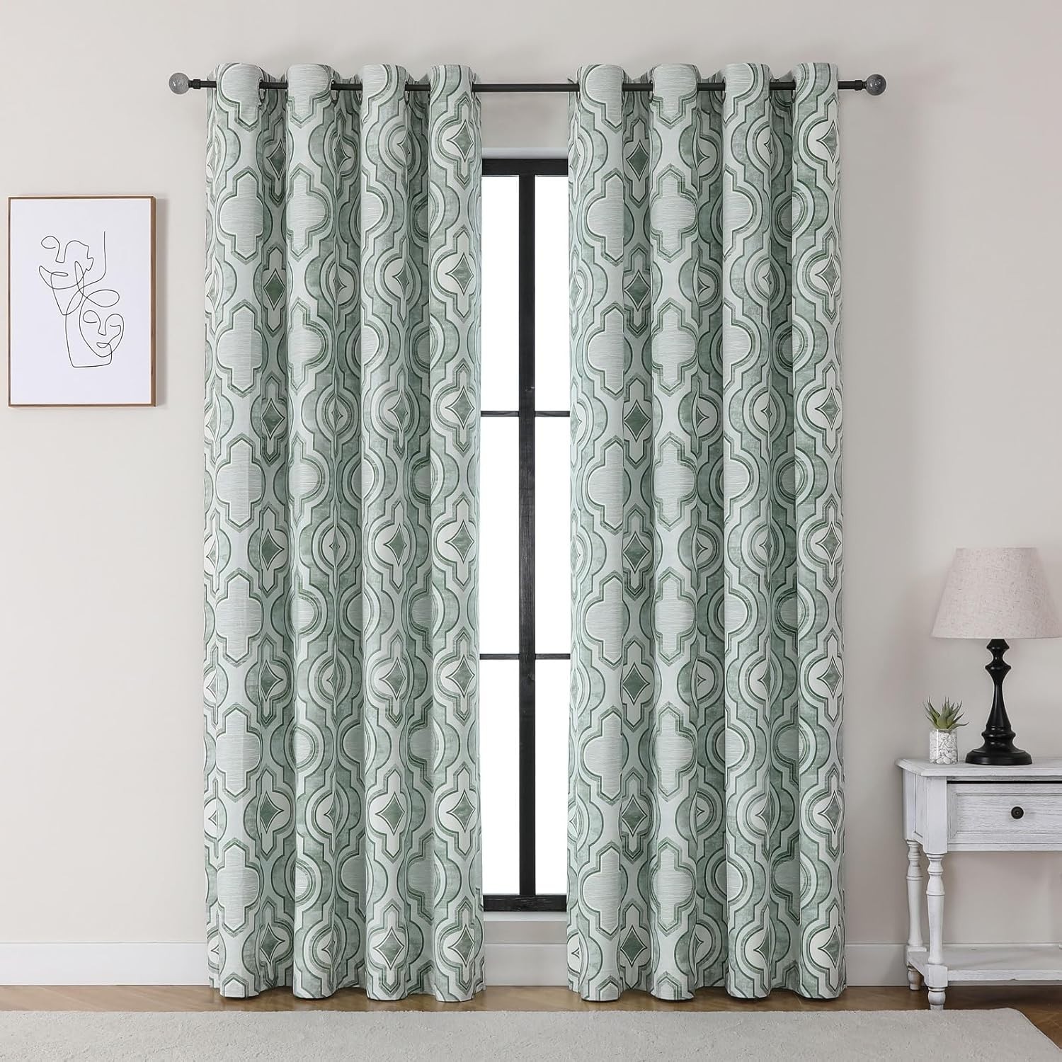 Airwill Blackout Curtains 84 x 52 Inches, 2 Panel Set, Grommet Top Window Green